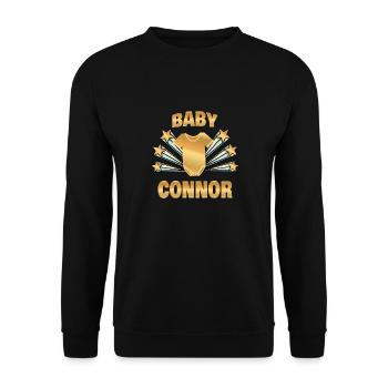 Geburt Connor - Unisex Pullover - Schwarz - Vorne - Alina (178cm) & Michal (187cm)