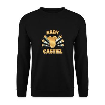Castiel als Geburt - Unisex Pullover - Schwarz - Vorne - Alina (178cm) & Michal (187cm)