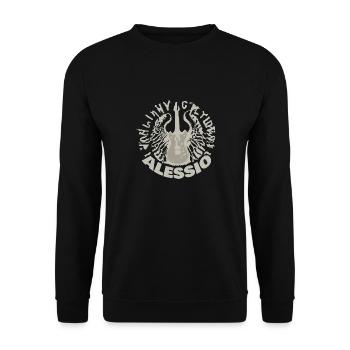 Geschenk für Alessio - Unisex Pullover - Schwarz - Vorne - Alina (178cm) & Michal (187cm)