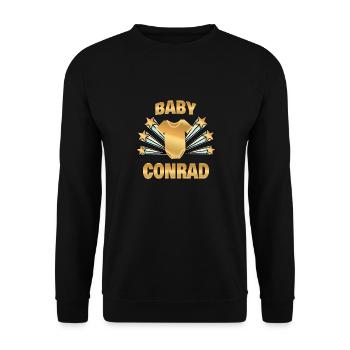 Geburt Conrad - Unisex Pullover - Schwarz - Vorne - Alina (178cm) & Michal (187cm)