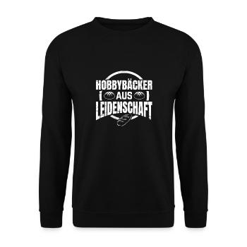 Hobbybäcker Leidenschaft | Brot Backen Geschenke - Unisex Pullover - Schwarz - Vorne - Alina (178cm) & Michal (187cm)