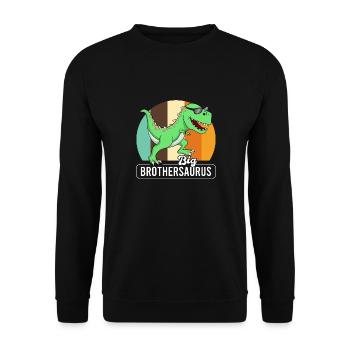 Big Brothersaurus Retro Dinosaur Brother Dino - Unisex Sweatshirt - black - Front - Alina (178cm) & Michal (187cm)