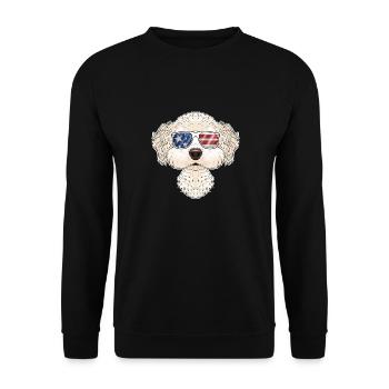 Bichon Frise USA Lunettes de soleil I Drapeau américain - Sweat-shirt Unisexe - noir - Devant - Alina (178cm) & Michal (187cm)