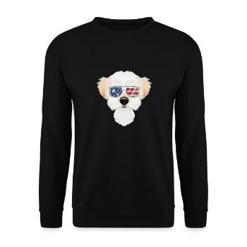 Maltese USA Sunglasses I American Flag Maltese - Unisex Sweatshirt - black - Front - Alina (178cm) & Michal (187cm)