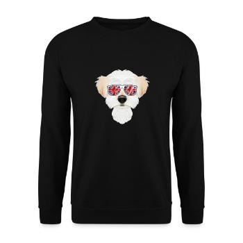 Maltese UK Sunglasses I English Flag I Union Jack - Unisex Sweatshirt - black - Front - Alina (178cm) & Michal (187cm)