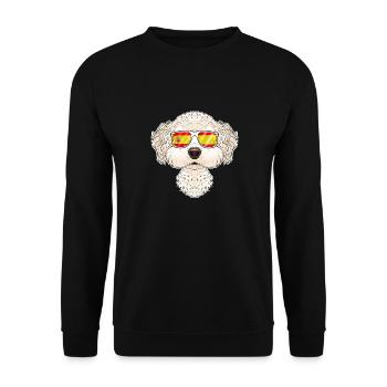 Bichon Frise I Spain Sunglasses I Spanish Flag - Unisex Pullover - Schwarz - Vorne - Alina (178cm) & Michal (187cm)