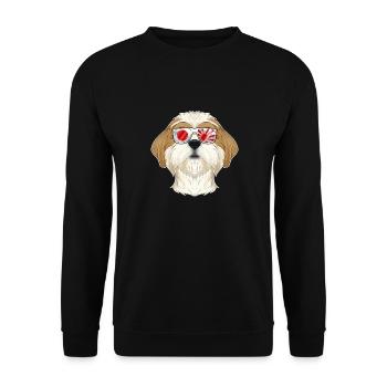 Shih Tzu Japan Sunglasses I Japanese Flag - Unisex Pullover - Schwarz - Vorne - Alina (178cm) & Michal (187cm)