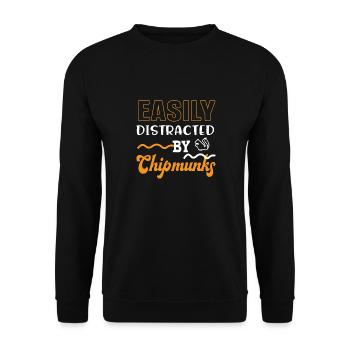 Distracted by Chipmunks Ironic Squirrel Forest - Unisex Sweatshirt - black - Front - Alina (178cm) & Michal (187cm)