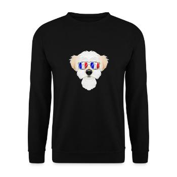 Maltese France Sunglasses I French Flag - Unisex Pullover - Schwarz - Vorne - Alina (178cm) & Michal (187cm)