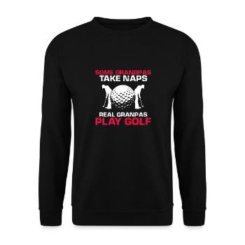 Some Grandpas Take Naps Real Grandpas Play Golf - Unisex Sweatshirt - black - Front - Alina (178cm) & Michal (187cm)