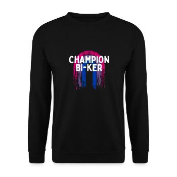 Champion Bi-ker Bisexuel LGBTQ Bi Pride LGBT - Sweat-shirt Unisexe - noir - Devant - Alina (178cm) & Michal (187cm)