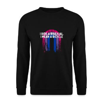 I Ride a Bisexual Bicycle Bi Pun Bi Pride Joke - Unisex Sweatshirt - black - Front - Alina (178cm) & Michal (187cm)