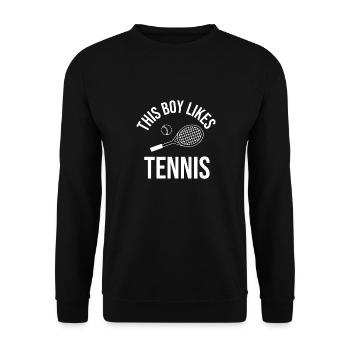Un garçon aime le tennis, un joueur de tennis - Sweat-shirt Unisexe - noir - Devant - Alina (178cm) & Michal (187cm)