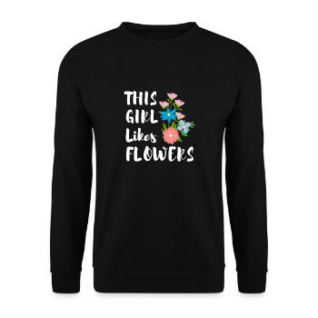 Mädchen mag Gartenblumen, Blumensträuße, Natur, - Unisex Pullover - Schwarz - Vorne - Alina (178cm) & Michal (187cm)