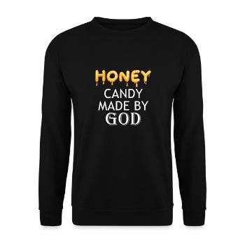 Bonbons faits par Dieu, proverbe ironique, - Sweat-shirt Unisexe - noir - Devant - Alina (178cm) & Michal (187cm)