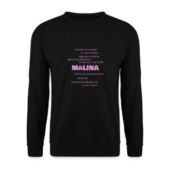 Sprüche Malina - Unisex Pullover - Schwarz - Vorne - Alina (178cm) & Michal (187cm)