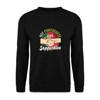 Pas portugais mais voyageur de campagne solidaire - Sweat-shirt Unisexe - noir - Devant - Alina (178cm) & Michal (187cm)