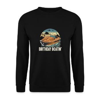 Pontoon Queen King Birthday Boatin Motorboat - Unisex Sweatshirt - black - Front - Alina (178cm) & Michal (187cm)