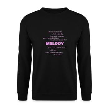 Geschenk für Melody - Unisex Pullover - Schwarz - Vorne - Alina (178cm) & Michal (187cm)