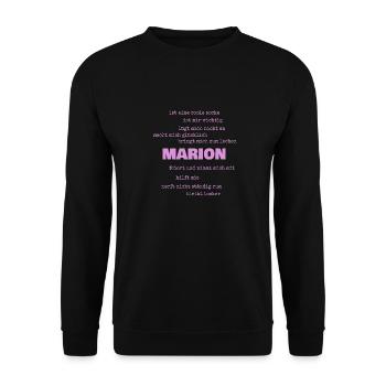 Sprüche Marion - Unisex Pullover - Schwarz - Vorne - Alina (178cm) & Michal (187cm)