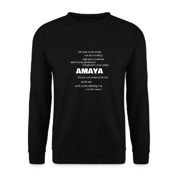 Amaya als Sprüche - Unisex Pullover - Schwarz - Vorne - Alina (178cm) & Michal (187cm)