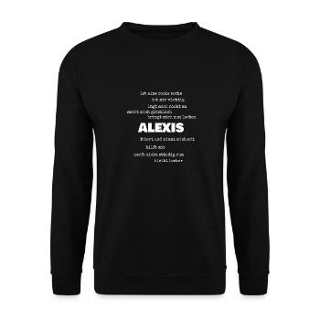Alexis als Sprüche - Unisex Pullover - Schwarz - Vorne - Alina (178cm) & Michal (187cm)