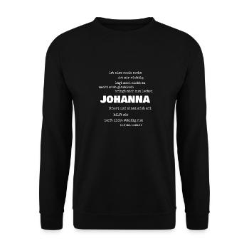 Sprüche Johanna - Unisex Pullover - Schwarz - Vorne - Alina (178cm) & Michal (187cm)