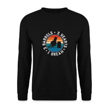 Cheval de course de barils de rodéo - Sweat-shirt Unisexe - noir - Devant - Alina (178cm) & Michal (187cm)