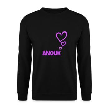 Geschenk für Anouk - Unisex Pullover - Schwarz - Vorne - Alina (178cm) & Michal (187cm)
