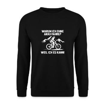 Bicycle Mountain Bike Road Bike E-Bike Cyclist - Unisex Sweatshirt - black - Front - Alina (178cm) & Michal (187cm)