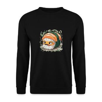 Niedliche Sushi Fisch Reis Japanisches Essen - Unisex Pullover - Schwarz - Vorne - Alina (178cm) & Michal (187cm)