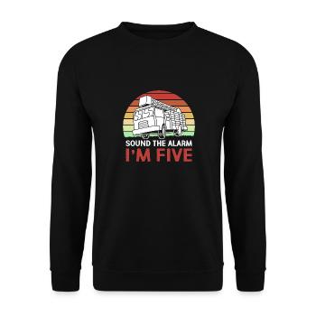 Fire Truck Children's Birthday Party - Unisex Sweatshirt - black - Front - Alina (178cm) & Michal (187cm)