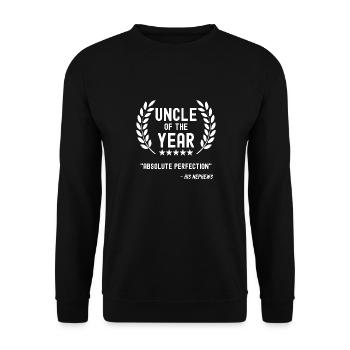 Onkel des Jahres Lustiges Geschenk von Neffen - Unisex Pullover - Schwarz - Vorne - Alina (178cm) & Michal (187cm)