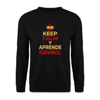 Learn Spanish Spanish Course Saying - Unisex Sweatshirt - black - Front - Alina (178cm) & Michal (187cm)