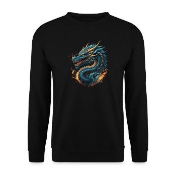 Feuerdrache - Unisex Pullover - Schwarz - Vorne - Alina (178cm) & Michal (187cm)