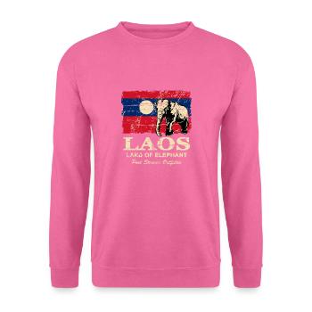 Elephant - Laos - Vintage Look - Unisex Pullover - Pink - Vorne