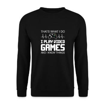 I Play Video Games & I Know Things - Sweat-shirt Unisexe - noir - Devant - Alina (178cm) & Michal (187cm)