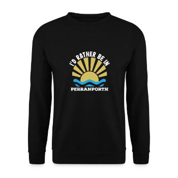 UK - Cornwall - I'd rather be in Perranporth - Unisex Sweatshirt - black - Front - Alina (178cm) & Michal (187cm)