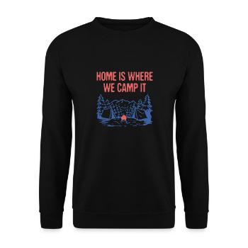 Home is Where We Camp It Family Camping Relatives - Unisex Pullover - Schwarz - Vorne - Alina (178cm) & Michal (187cm)
