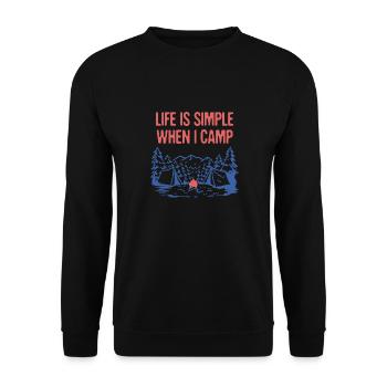 Life is Simple When I Camp Summer Camping - Unisex Pullover - Schwarz - Vorne - Alina (178cm) & Michal (187cm)