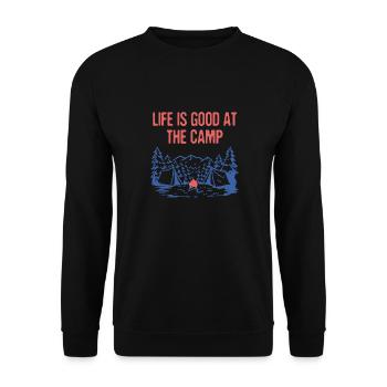 La vie est belle au camp Citation motivationnelle - Sweat-shirt Unisexe - noir - Devant - Alina (178cm) & Michal (187cm)