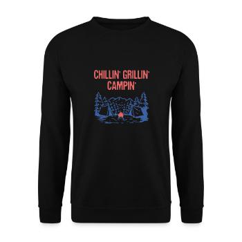 Chillin' Grillin' Campin' Funny Camping Humor - Unisex Sweatshirt - black - Front - Alina (178cm) & Michal (187cm)