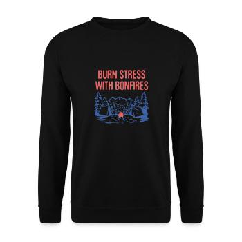 Brûler le stress avec des feux de joie Camping Funny Camper - Sweat-shirt Unisexe - noir - Devant - Alina (178cm) & Michal (187cm)