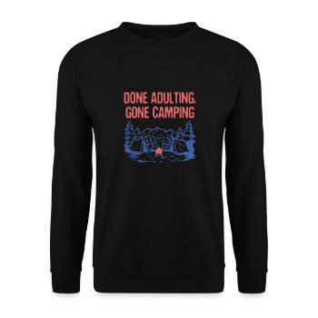 Done Adulting Gone Camping Funny Employee Humor - Unisex Sweatshirt - black - Front - Alina (178cm) & Michal (187cm)