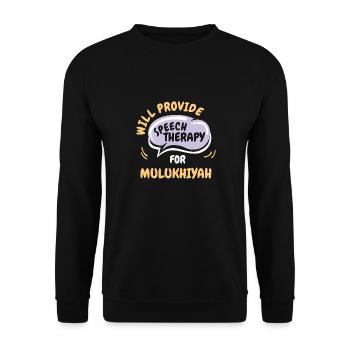 Fournir une orthophonie pour Mulukhiyah Funny - Sweat-shirt Unisexe - noir - Devant - Alina (178cm) & Michal (187cm)