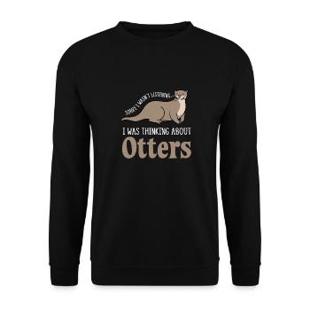 Penser aux loutres, nature, animaux marins, - Sweat-shirt Unisexe - noir - Devant - Alina (178cm) & Michal (187cm)