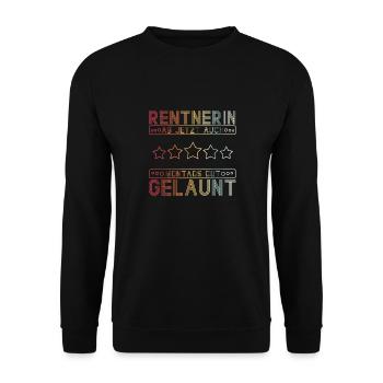 Rentnerin Ab Jetzt Auch Montags Gut Gelaunt! Großm - Unisex Pullover - Schwarz - Vorne - Alina (178cm) & Michal (187cm)