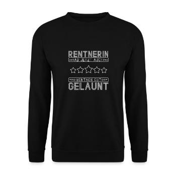 Rentnerin Ab Jetzt Auch Montags Gut Gelaunt! Beste - Unisex Pullover - Schwarz - Vorne - Alina (178cm) & Michal (187cm)
