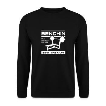 Benchpress as Therapy Funny Gym Quote Powerlifter - Unisex Sweatshirt - black - Front - Alina (178cm) & Michal (187cm)