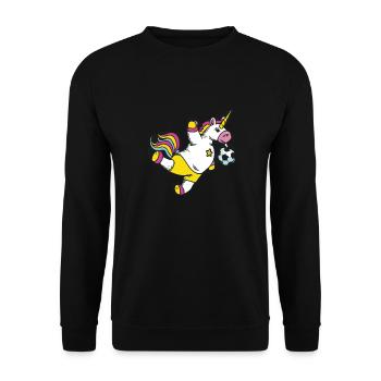 Fußball Einhorn Mädchen - Unisex Pullover - Schwarz - Vorne - Alina (178cm) & Michal (187cm)